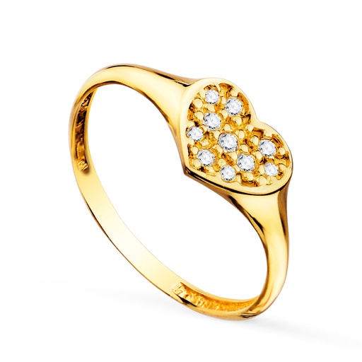 [P19620] 18K SELLO ORO AMARILLO MUJER CABEZA CORAZON CON CIRCONITAS 9X8 MM