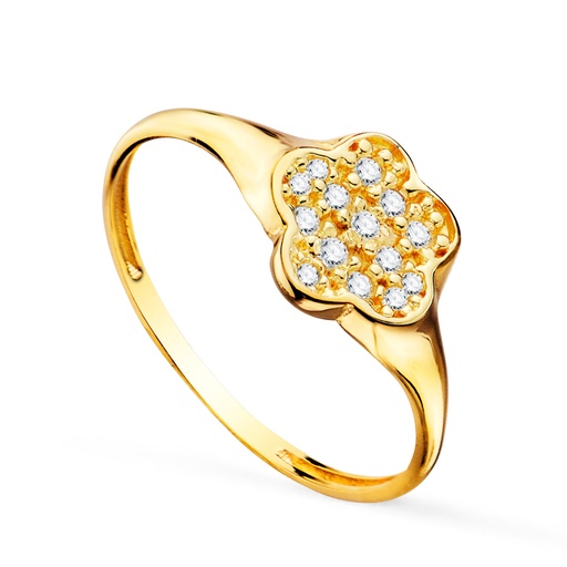 [P19621] 18K SELLO ORO AMARILLO MUJER CABEZA FLOR CON CIRCONITAS 8X8 MM