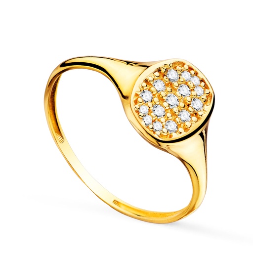 [P19623] 18K SELLO ORO AMARILLO MUJER CABEZA TONEL CON CIRCONITAS 9X7 MM
