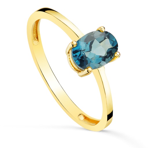 [P19626-OABL] 18K SORTIJA ORO AMARILLO GARRAS PIEDRA AZUL BLUE LONDON 7 X 5MM ANCHO CUERPO 2MM