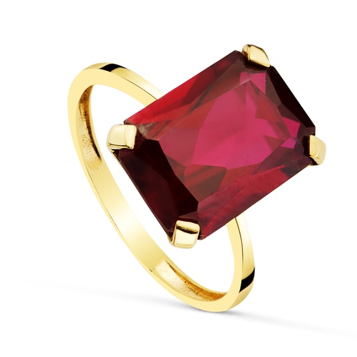 [P19632-RO] 18K SORTIJA ORO AMARIILO PIEDRA RUBI SPINEL 14 X 10 MM. ANCHO CUERPO: 2MM