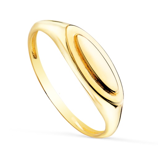[P19637] 18K SORTIJA SELLO ORO AMARILLO BRILLO CABEZA OVAL ALARGADA 11 X 3 MM.