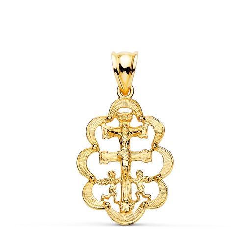 [P20000019] 18K CRUZ DE CARAVACA ORO AMARILLO CON CERCO 28X18 MM