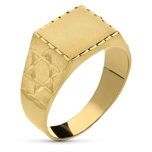 [P20000042] 18K SELLO ORO AMARILLO CABALLERO LABRADO ESTRELLA