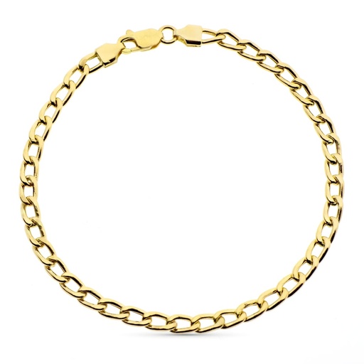 [P20000132] 18K PULSERA ORO AMARILLO HUECA ESLABONES BARBADA ANCHO 3 MM 19 CM