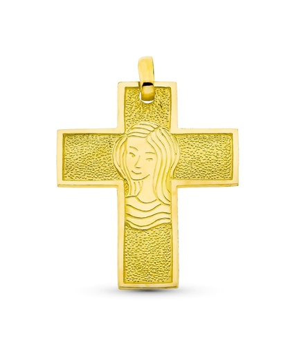 [P20000174] 18K CRUZ ORO AMARILLO VIRGEN 30X25 MM