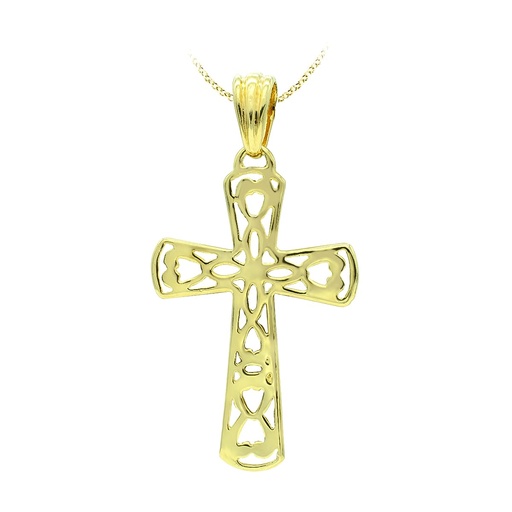 [P20000178] 18K CRUZ ORO AMARILLO FILIGRANA 35X23 MM
