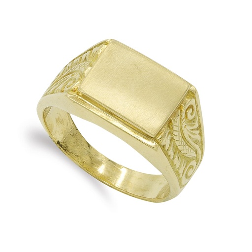 [P20000188] 18K SELLO ORO AMARILLO CABALLERO CABEZA RECTANGULAR