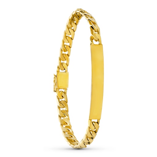 [P20000245] 18K ESCLAVA CABALLERO ORO AMARILLO BARBADA MACIZA