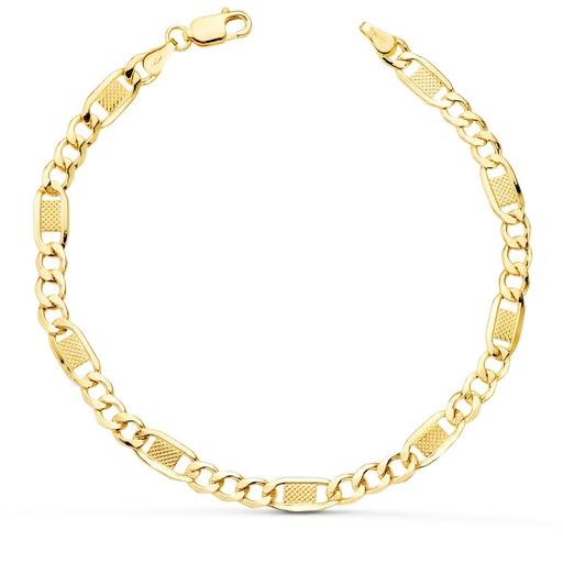 [P20003719] 18K PULSERA ORO AMARILLO HUECA ESLABONES 3X1 LARGO 19 CM ANCHO 5 MM
