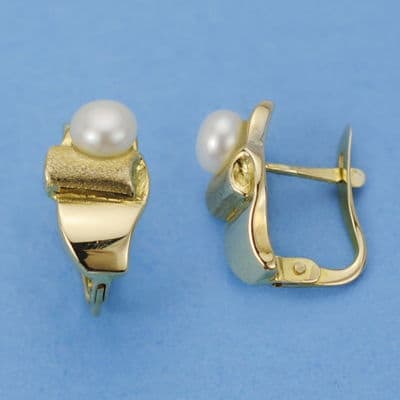 [P20022-1] 18K PENDIENTES PERLA 12X7 MM