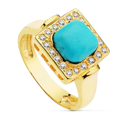 [P20034-2] 18K SORTIJA TURQUESA ORO AMARILLO 3.5 MM