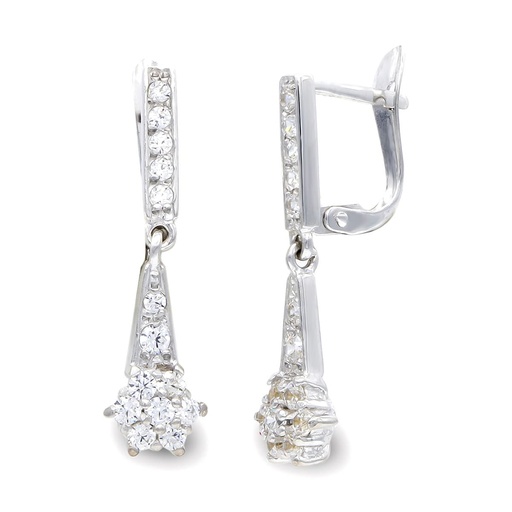 [P20058-1] 18K PENDIENTES ORO BLANCO LARGOS