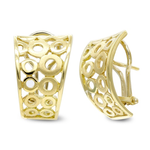[P20081-1] 18K PENDIENTES ORO AMARILLO CIRCULOS CALADOS