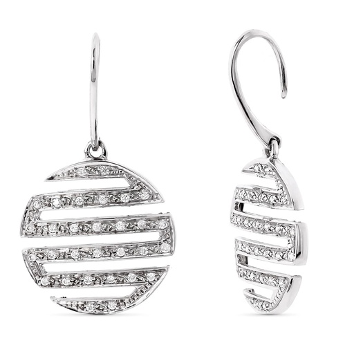 [P20083-1] 18K PENDIENTES ORO BLANCO REDONDOS CON CIRCONITAS