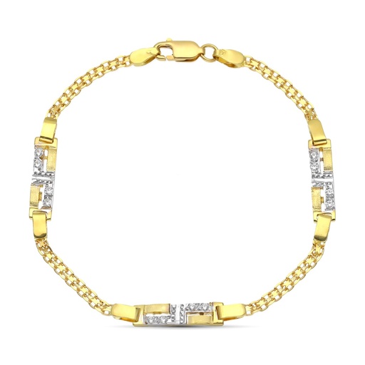 [P20099-4] 18K PULSERA ORO BICOLOR JUEGO DE COMUNION ESTERILLA Y CIRCONITAS