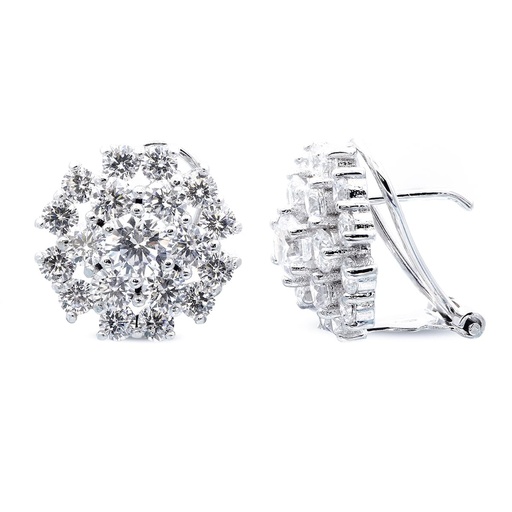 [P20104-1] 18K PENDIENTES ORO BLANCO CIRCONITAS 14X14 MM