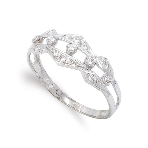 [P20111-2] 18K SORTIJA ORO BLANCO Y CIRCONITAS