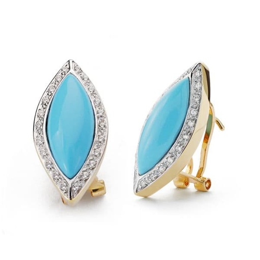 [P20115-1] 18K PENDIENTES TURQUESA BICOLOR 24X11 MM