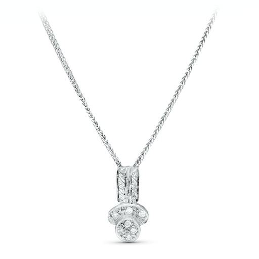 [P20122-3] 18K GARGANTILLA ORO BLANCO JUEGO NOVIA CIRCONITAS 45 CM CENTRO 16X8 MM