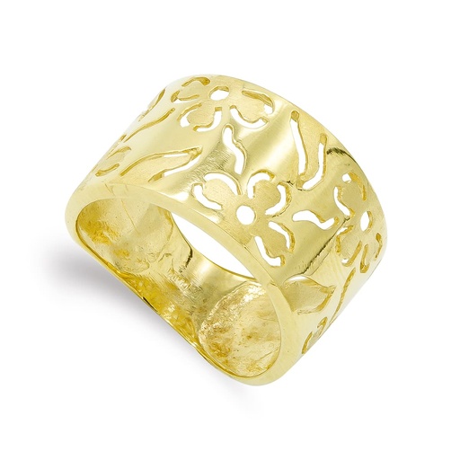[P20124-2] 18K SORTIJA ORO AMARILLO FLORES MATE Y BRILLO