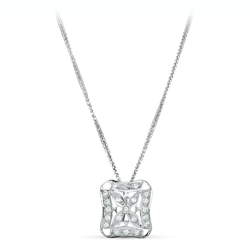 [P20134-3] 18K GARGANTILLA ORO BLANCO JUEGO NOVIA 45 CM MOTIVO 17X17 MM