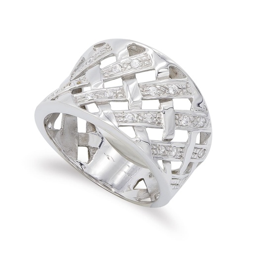 [P20137-2] 18K SORTIJA ORO BLANCO Y CIRCONITAS
