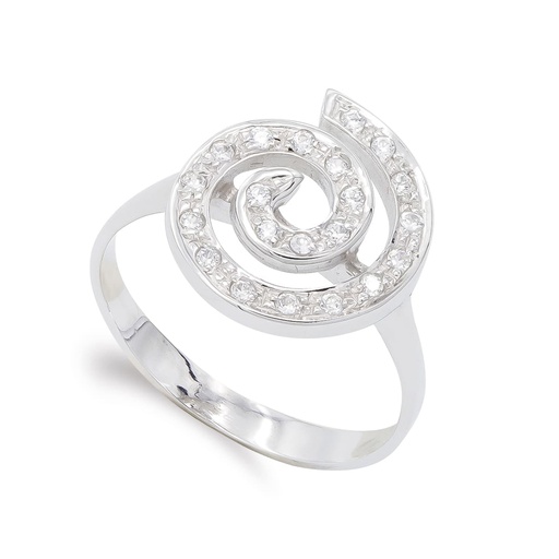 [P20141-2] 18K SORTIJA ORO BLANCO Y CIRCONITAS ESPIRAL