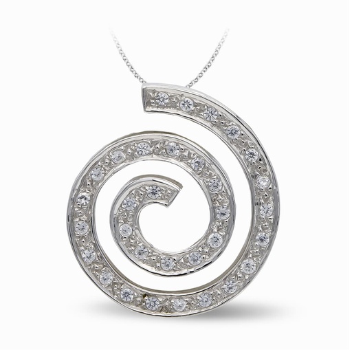 [P20141-5] 18K COLGANTE ORO BLANCO CIRCONITAS ESPIRAL.
