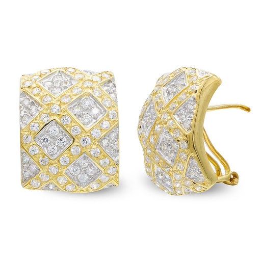[P20154-1] 18K PENDIENTES ORO BICOLOR ROMBOS CON CIRCONITAS
