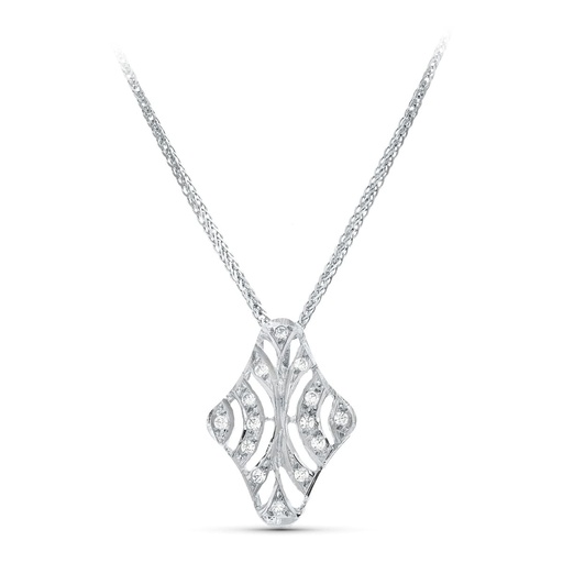 [P20156-3] 18K GARGANTILLA ORO BLANCO 45CM JUEGO NOVIA MOTIVO CIRCONITAS 20X15 MM