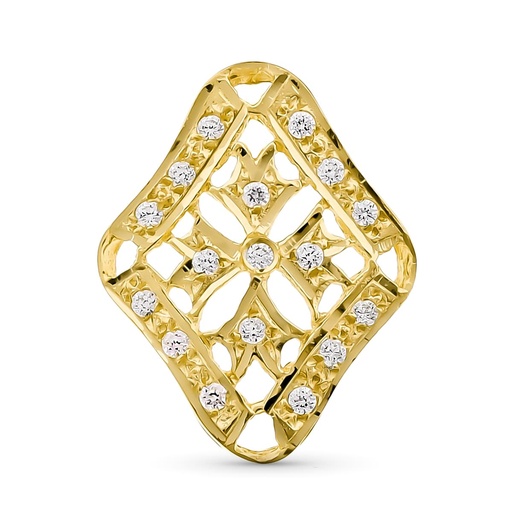 [P20157-5OA] 18K COLGANTE ORO AMARILLO ROMBO CIRCONITAS ORO AMARILLO