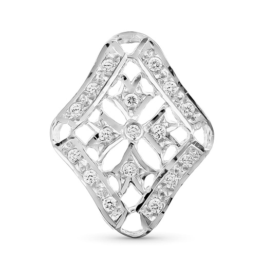 [P20157-5OB] 18K COLGANTE ORO BLANCO ROMBO CIRCONITAS ORO BLANCO