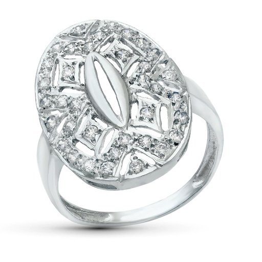[P20158-2] 18K SORTIJA ORO BLANCO JUEGO NOVIA JUEGO CIRCONITAS 23X15 MM