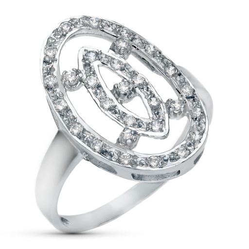 [P20164-2] 18K SORTIJA ORO BLANCO LANZADERA CON CIRCONITAS 21X14 MM ANCHO CUERPO 3MM