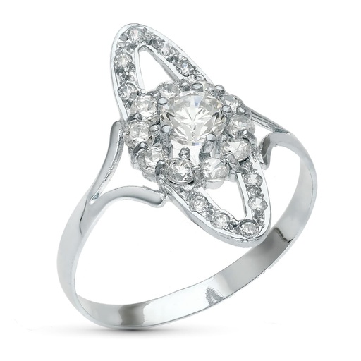 [P20165-2] 18K SORTIJA ORO BLANCO JUEGO NOVIA 20X9 MM CIRCONITAS