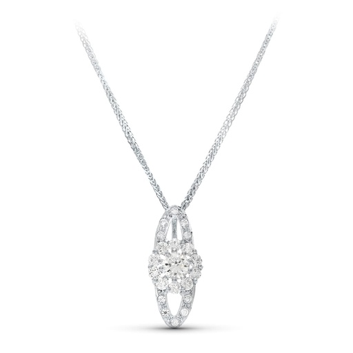 [P20165-3] 18K GARGANTILLA ORO BLANCO 45CM JUEGO NOVIA 20X9 MM CIERRE MOSQUETON
