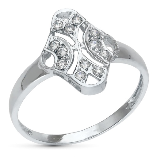 [P20166-2] 18K SORTIJA ORO BLANCO JUEGO NOVIA 15X10 MM CABEZA CIRCONITAS