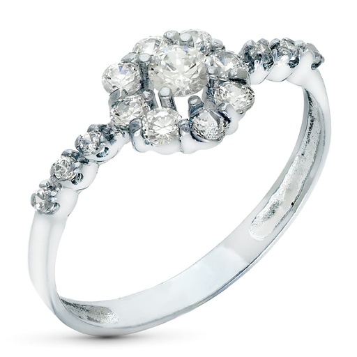 [P20167-2] 18K SORTIJA ORO BLANCO JUEGO DE NOVIA CIRCONITAS 8 MM