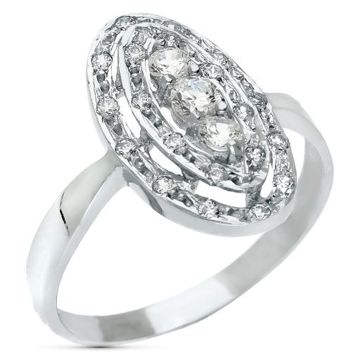 [P20188-2] 18K SORTIJA ORO BLANCO JUEGO NOVIA CIRCONITAS MOTIVO 18X10 MM