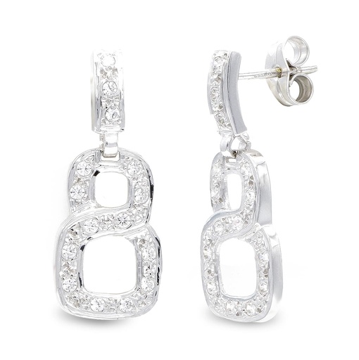 [P20210-1] 18K PENDIENTES ORO BLANCO LARGOS CIRCONITAS