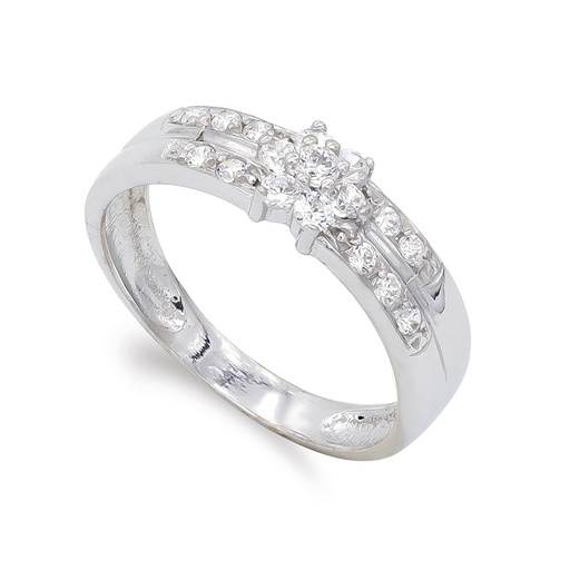 [P20228-2] 18K SORTIJA ORO BLANCO Y CIRCONITAS