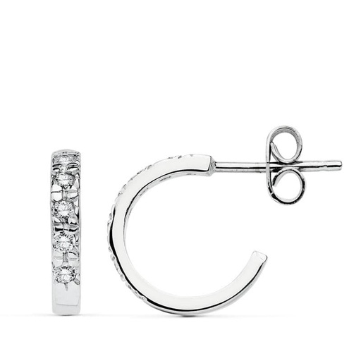 [P20238-1] 18K AROS ORO BLANCO CIRCONITAS 12X2 MM