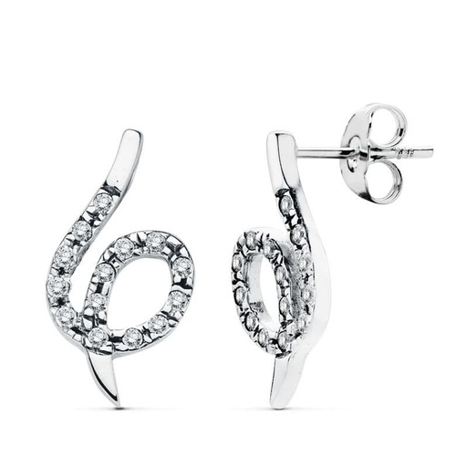[P20240-1] 18K PENDIENTES ORO BLANCO CIRCONITAS 20X10 MM