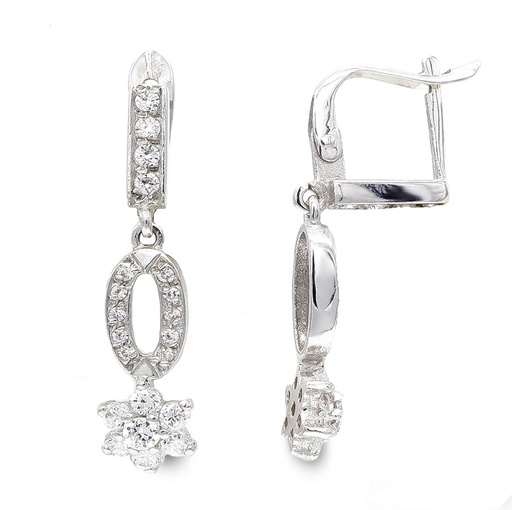 [P20241-1] 18K PENDIENTES ORO BLANCO LARGOS Y CIRCONITAS