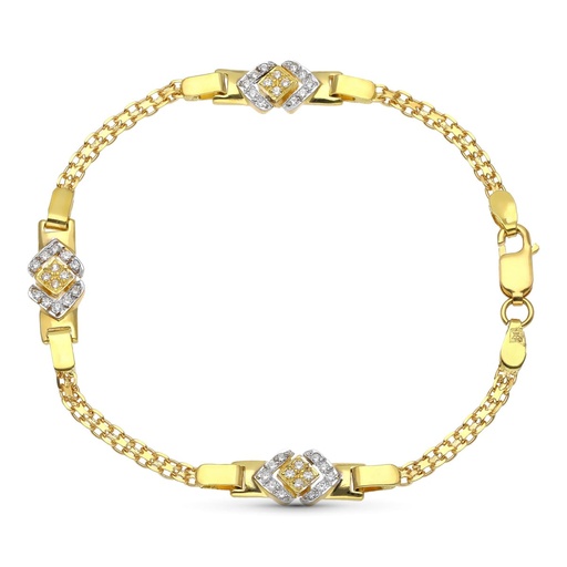 [P20278-4] 18K PULSERA ORO BICOLOR DE COMUNION CON CIRCONITAS