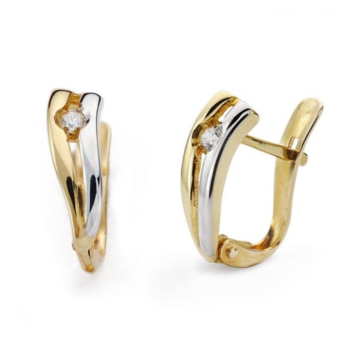 [P20292-1] 18K PENDIENTES ORO BICOLOR CIRCONITA 13X4 MM