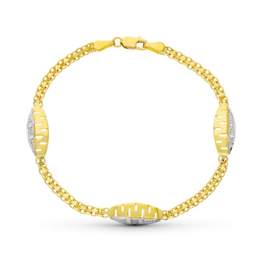 [P20310-4] 18K PULSERA ORO BICOLOR CIRCONITAS 17.5 CM