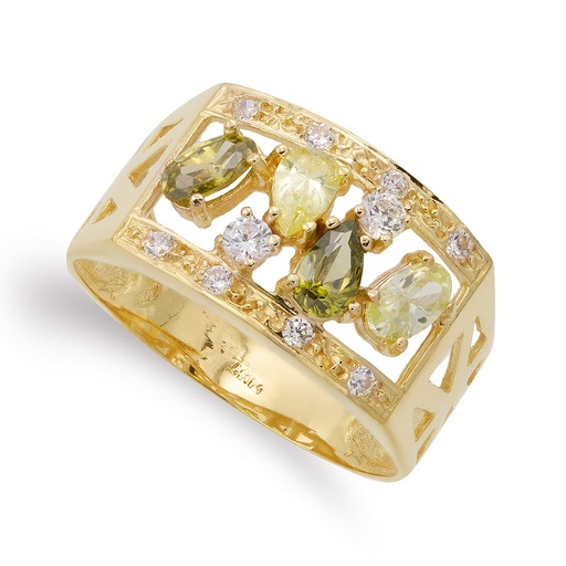 [P20311-2] 18K SORTIJA ORO AMARILLO U ORO BLANCO CON PIEDRAS COLOR