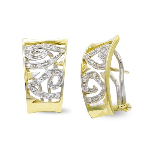 [P20316-1] 18K PENDIENTES ORO BICOLOR CON CIRCONITAS CIERRE OMEGA